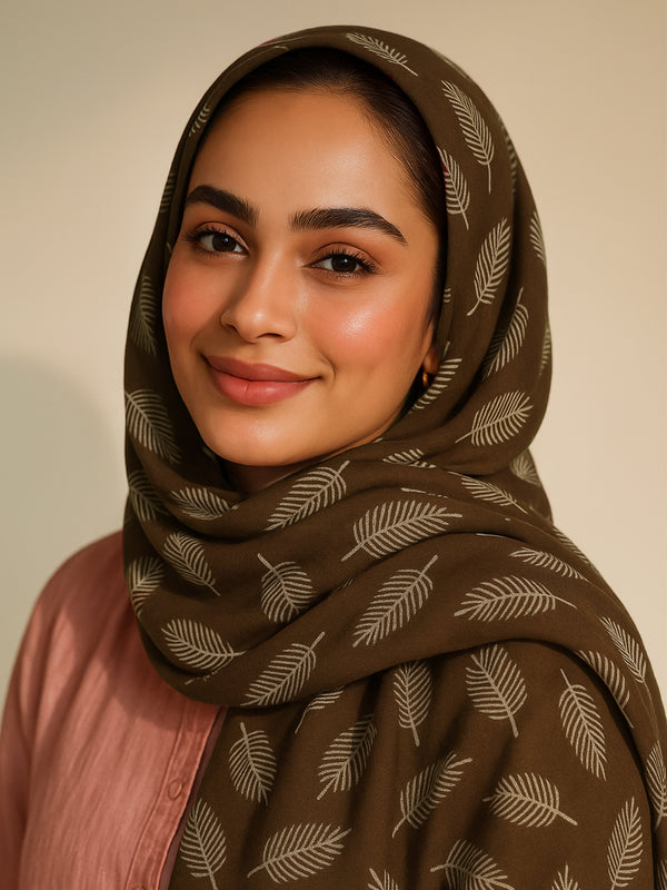 Leaf Me Alone Hijab - Chocolate Brown